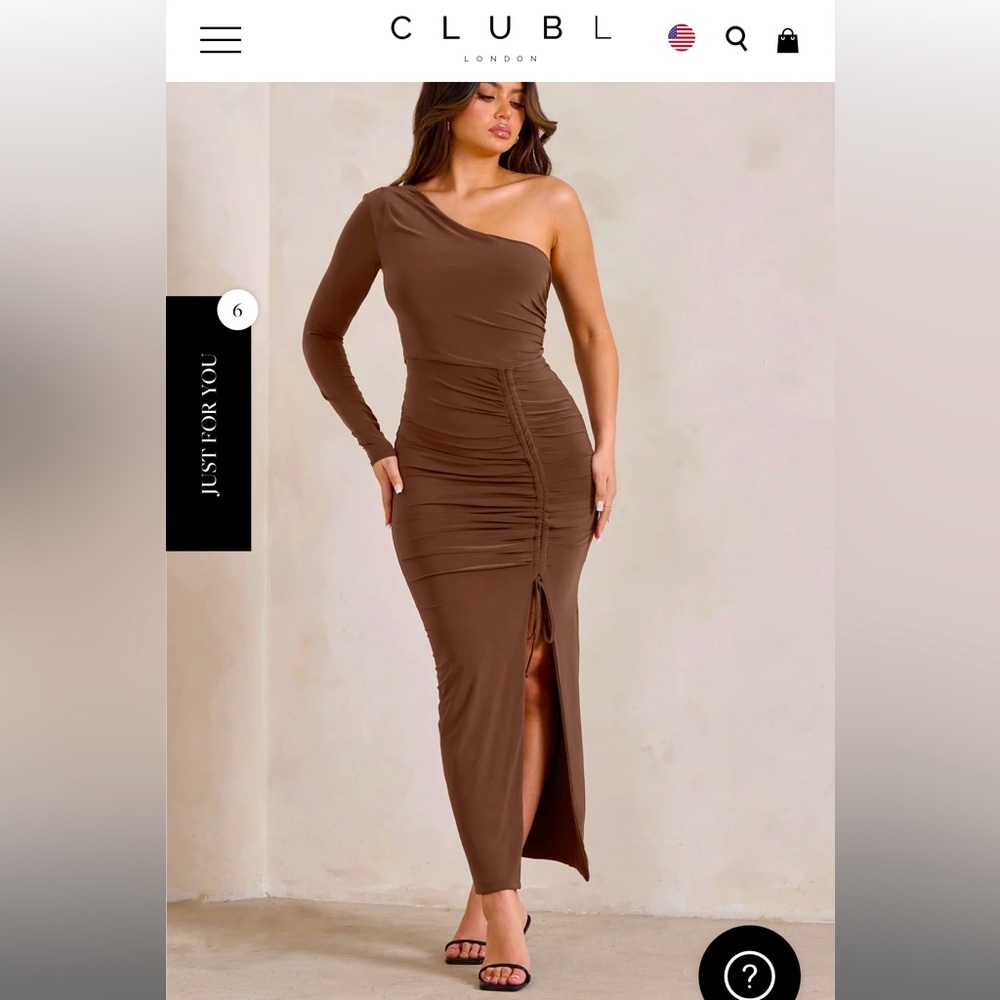 Chocolate Brown One Shoulder Ruched Dress - BRAND NEW - tags attached. Size US 6